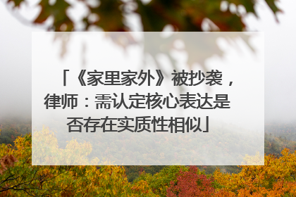 《家里家外》被抄袭，律师：需认定核心表达是否存在实质性相似