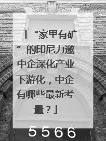 “家里有矿”的印尼力邀中企深化产业下游化，中企有哪些最新考量？