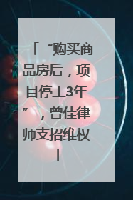 “购买商品房后，项目停工3年”，曾佳律师支招维权
