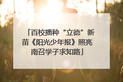 百校播种“立德”新苗《阳光少年报》照亮南召学子求知路