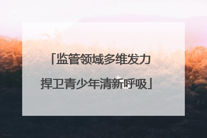 监管领域多维发力 捍卫青少年清新呼吸