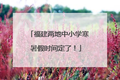 福建两地中小学寒暑假时间定了！