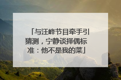与汪峰节目牵手引猜测，宁静谈择偶标准：他不是我的菜