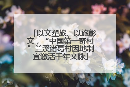 以文塑旅、以旅彰文，“中国第一奇村”兰溪诸葛村因地制宜激活千年文脉
