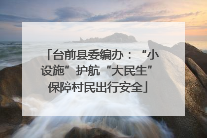 台前县委编办：“小设施”护航“大民生” 保障村民出行安全