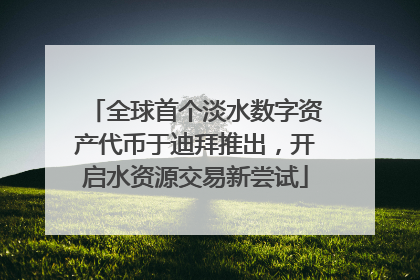 全球首个淡水数字资产代币于迪拜推出，开启水资源交易新尝试