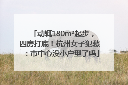 动辄180m²起步，四房打底！杭州女子犯愁：市中心没小户型了吗