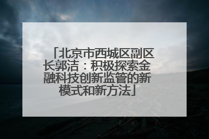 北京市西城区副区长郭洁：积极探索金融科技创新监管的新模式和新方法