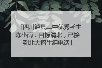 四川泸县二中优秀考生陈小雨：目标清北，已接到北大招生组电话