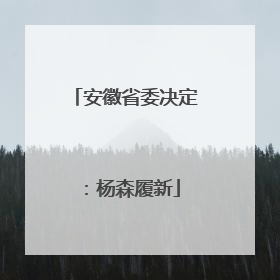 安徽省委决定：杨森履新