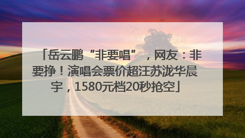 岳云鹏“非要唱”，网友：非要挣！演唱会票价超汪苏泷华晨宇，1580元档20秒抢空