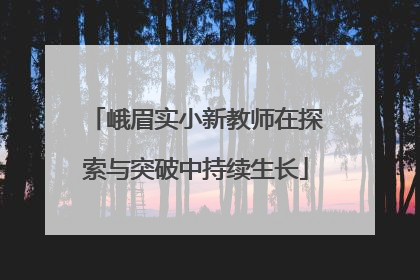 峨眉实小新教师在探索与突破中持续生长