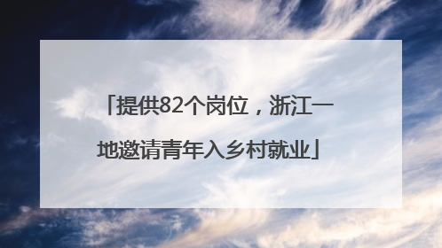 提供82个岗位，浙江一地邀请青年入乡村就业