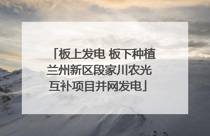 板上发电 板下种植 兰州新区段家川农光互补项目并网发电