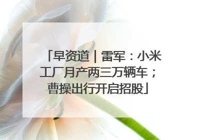 早资道｜雷军：小米工厂月产两三万辆车；曹操出行开启招股