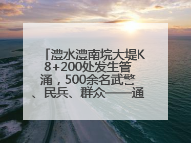 澧水澧南垸大堤K8+200处发生管涌，500余名武警、民兵、群众——通宵达旦战管涌