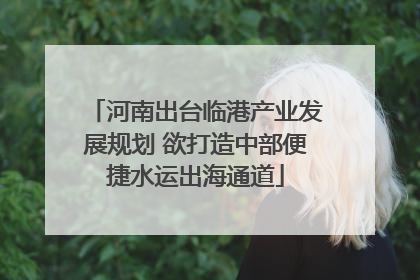 河南出台临港产业发展规划 欲打造中部便捷水运出海通道
