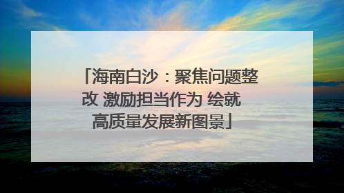 海南白沙：聚焦问题整改 激励担当作为 绘就高质量发展新图景