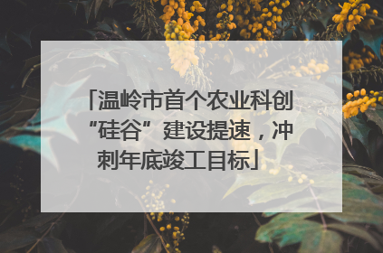 温岭市首个农业科创“硅谷”建设提速，冲刺年底竣工目标
