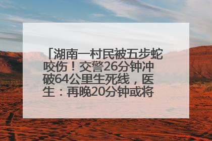 湖南一村民被五步蛇咬伤！交警26分钟冲破64公里生死线，医生：再晚20分钟或将呼吸肌麻痹