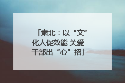 肃北：以“文”化人促效能 关爱干部出“心”招