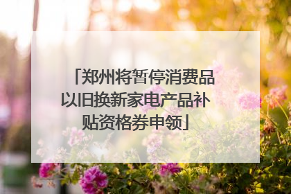 郑州将暂停消费品以旧换新家电产品补贴资格券申领