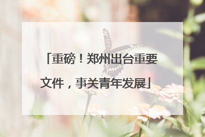 重磅！郑州出台重要文件，事关青年发展