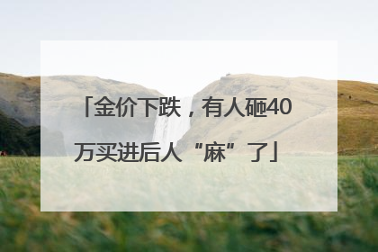 金价下跌，有人砸40万买进后人“麻”了