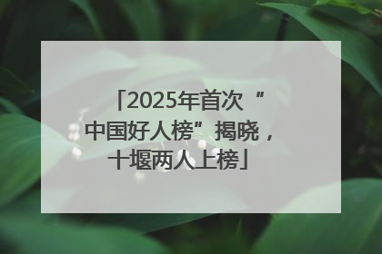2025年首次“中国好人榜”揭晓，十堰两人上榜