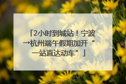2小时到城站！宁波→杭州端午假期加开“一站直达动车”